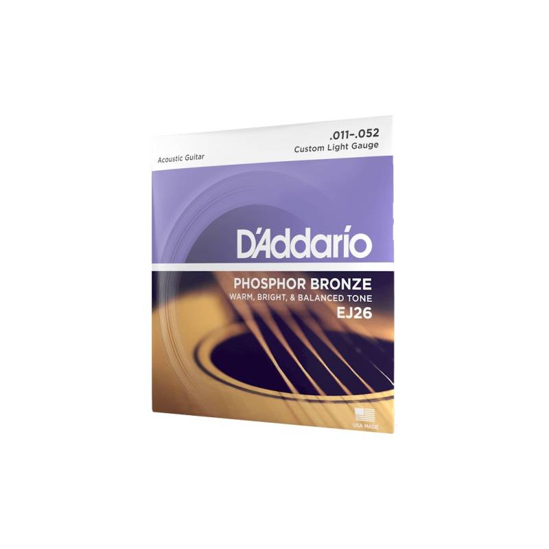 Encordado - Daddario - Guitarra Acustica - 011-052 - Phosphor Bronce - 80/20 - Tension Media - Ej26