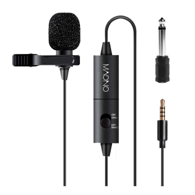 Microfono - Maono - Lavalier - Condenser - Omnidireccional - Miniplug Trrs 3.5Mm - Cable 5,6M - Funda Y Adaptador Plug 6,5 - Negro - Au-100  