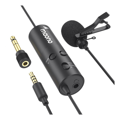 Microfono - Maono - Lavalier - Condenser - Electret Omnidireccional - Para Celular Y Camara - Miniplug - Trrs - 3.5Mm - Cable 6M - Negro - Au-103  