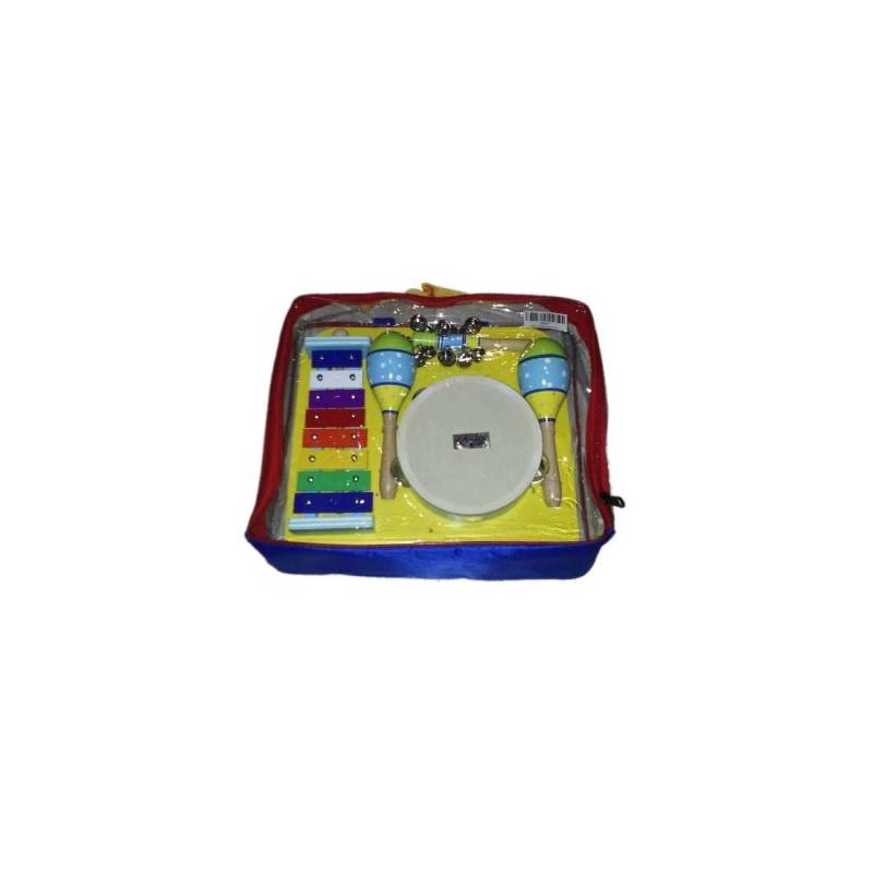 Set De Percusion - Knight - Para Ninios - 4 Instrumentos - Pandereta + Maracas + Cascabeles + Glokenspil - Con Funda - Jb565