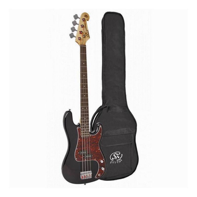 Bajo Electrico - Sx - Presision Bass - Diapason Rosewood - Cuerpo Basswood - Pickguard Carey - Funda Incluida - Negro - Bd2-Bk