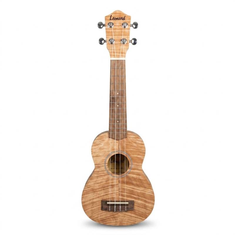 Ukelele - Leonard - Soprano - Quilt Okume 21 - Con Cuerdas Aquila Y Funda - Natural Mate - Uk29Sn