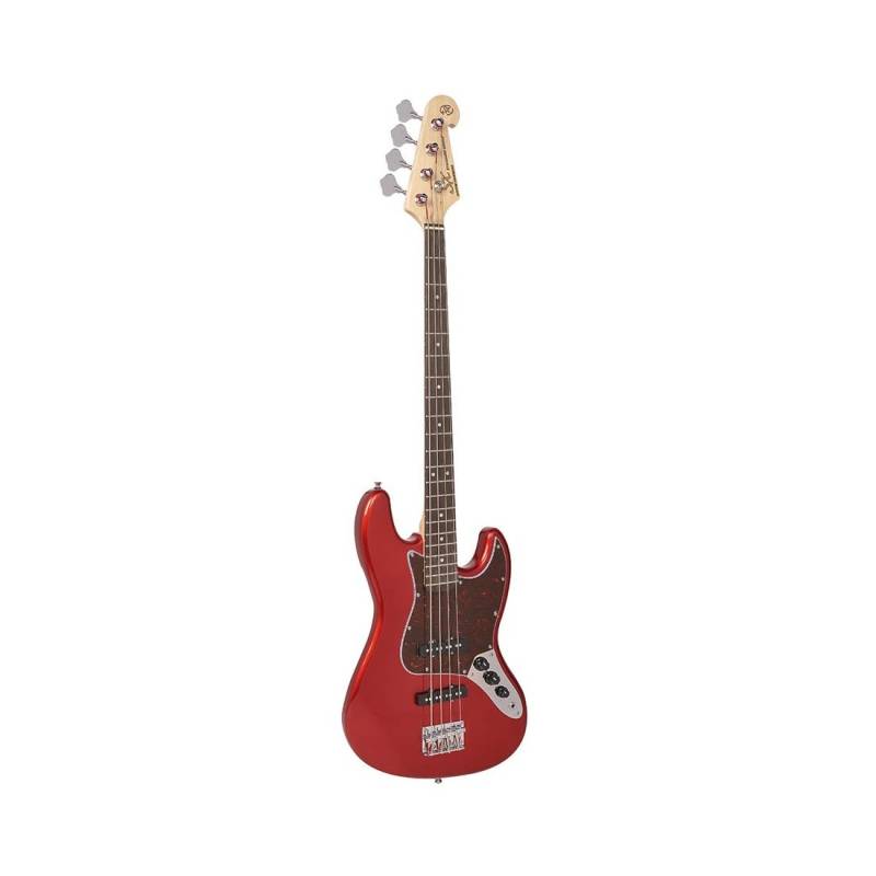 Bajo Electrico - Sx - Jazz Bass - Diapason Rosewood - Cuerpo Basswood - Pickguard Carey - Funda Incluida - Candy Apple Red- Bd1-Car