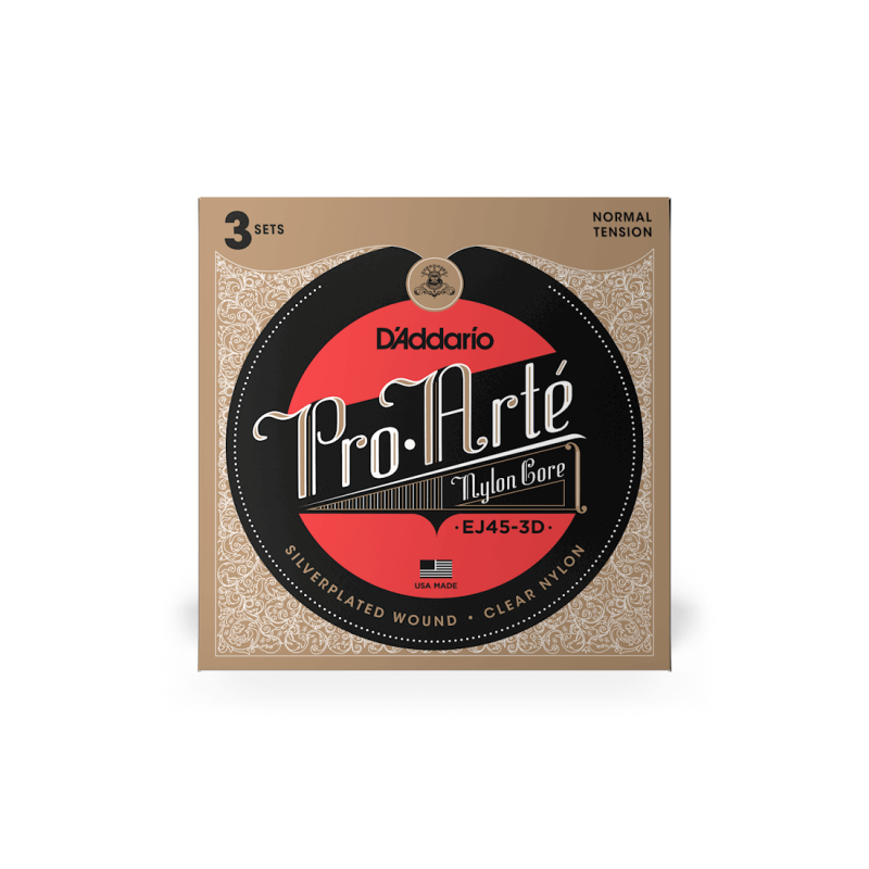 Encordado - Daddario - Guitarra Criolla - 028/035 - Nylon - Pro Arte - Tension Normal - Pack X 3 - Ej45