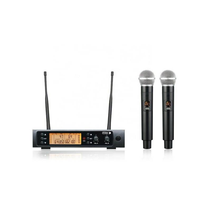 Microfono - Ross - Inalambrico - Uhf - Doble De Mano - Display Retroiluminado - Receptor 1/2U Rack - Estuche Transporte - Fup-002