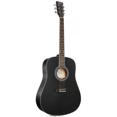 Guitarra Acustica - Sx - Diapason Rosewood - Tapa, Aro Y Fondo Tilo Negro - Sd104Bk  