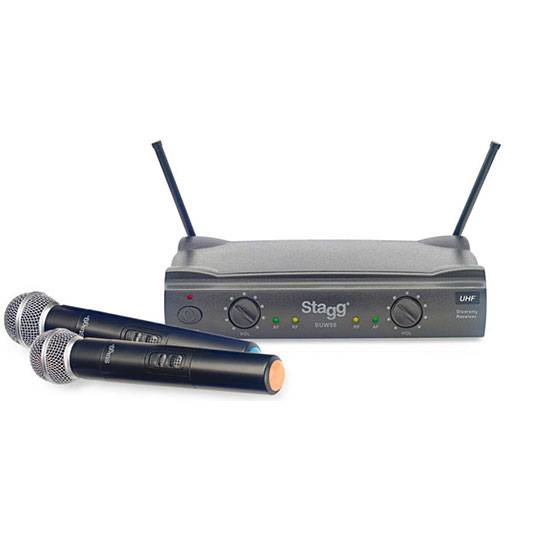 Microfono - Stagg - Inalambrico - De Mano Doble - Con Base Y Estuche - Suw50Mm
