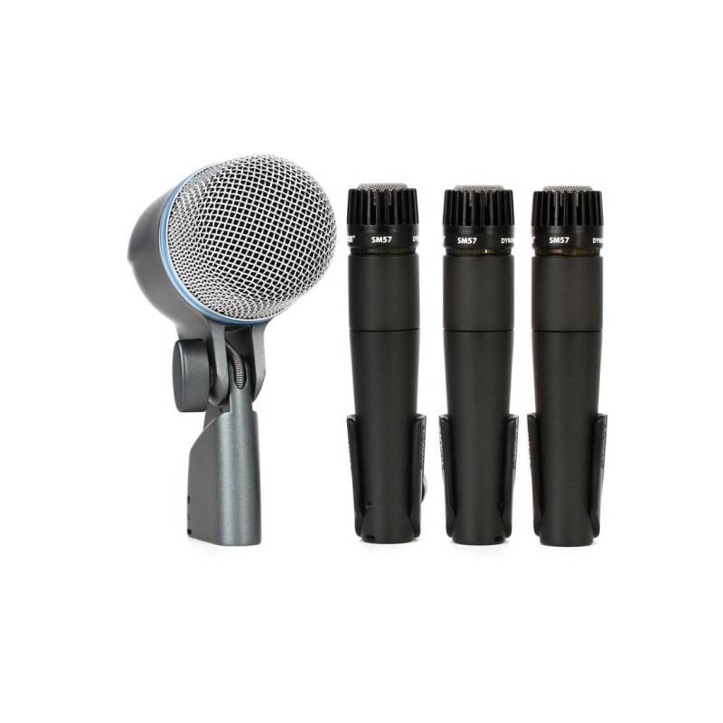 Kit 4 Microfonos - Shure - Para Bateria - 3 X Sm57 + Beta 52A - 3 Clamp - Estuche - Dmk57-52