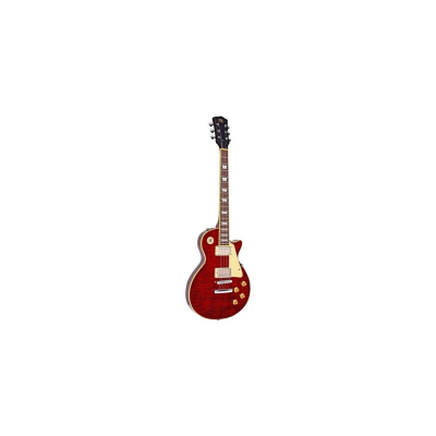 Guitarra Electrica - Sx - Les Paul - Microfonos 2 Humbucker - Diapason Con Cenefa - Tapa De Maple Flameado - Accesorios Cromados - Transparent Red - Ef3D-Twr  