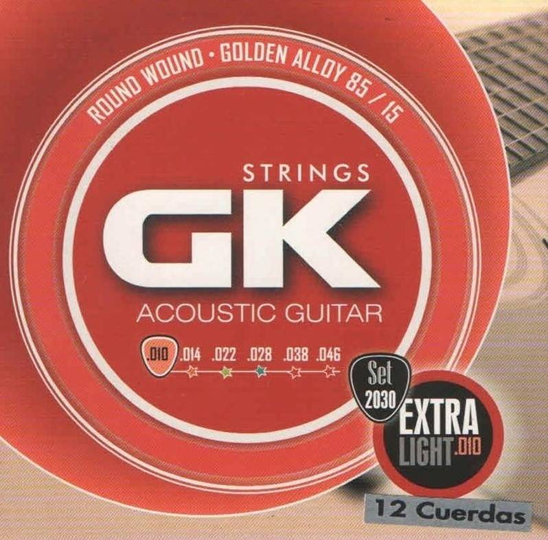 Encordado - Gk - Guitarra Acustica - Extra Light - 010-046/010-026 - 12 Cuerdas - 2030-12
