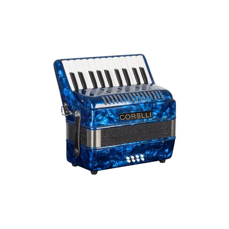 Acordeon A Piano - Corelli - 22 Teclas - 8 Bajos - Con Correa - Azul - Jh2000Bl