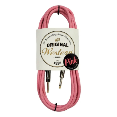 Cable - Western - Plug-Plug - 3M - Textil - Silent - Mono - 1/4 - Rosa 