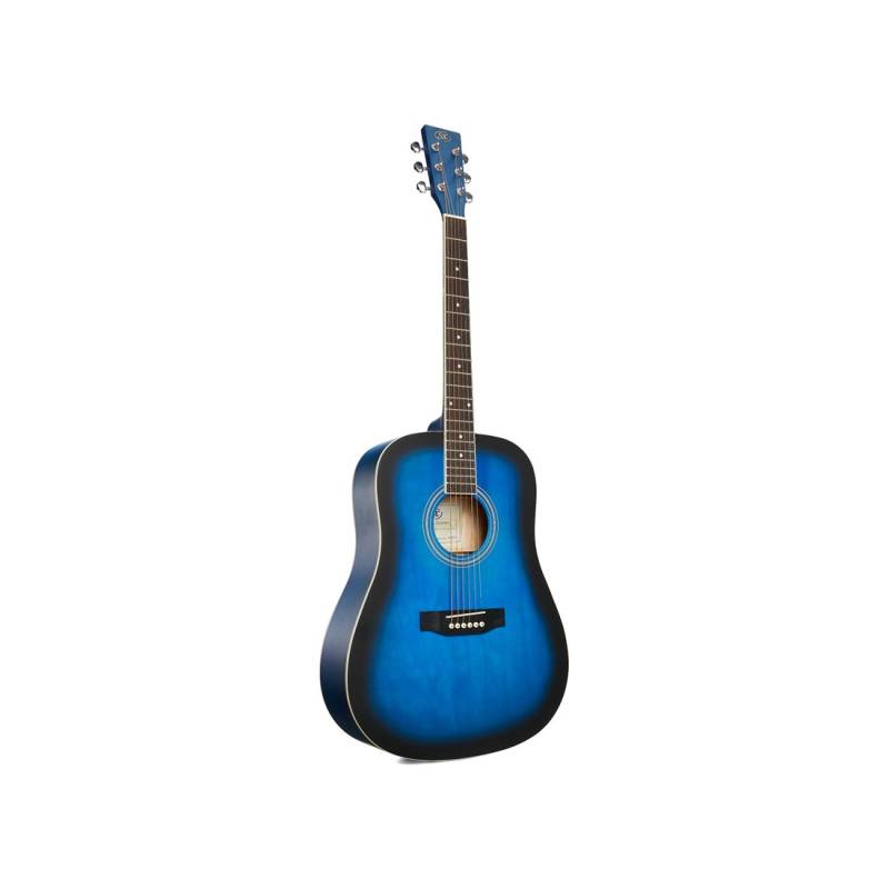 Guitarra Acustica - Sx - Diapason Rosewood - Tapa, Aro Y Fondo Tilo Blue Sunburst - Sd104Bus