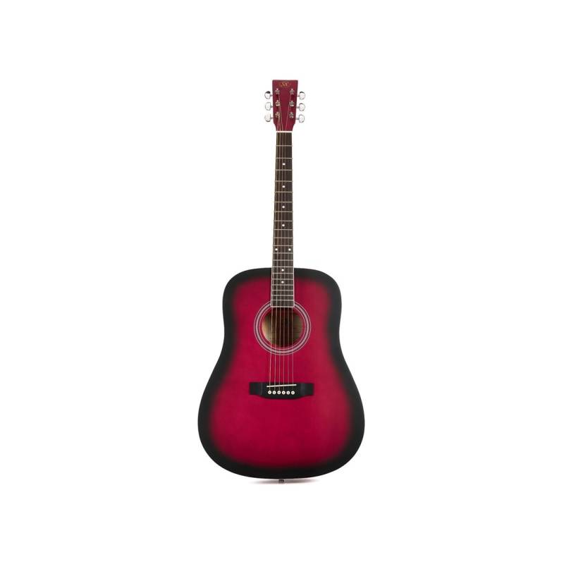 Guitarra Acustica - Sx - Diapason Rosewood - Tapa, Aro Y Fondo Tilo Red Sunburst - Sd104Rds