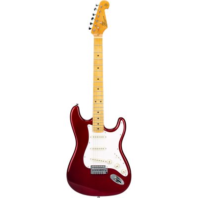 Guitarra Electrica - Sx - Vintage Series - Stratocaster - Diapason Maple - Sss - Pickguard Blanco - Cuerdas Daddario - Funda Incluida - Candy Apple Red - Sst57+