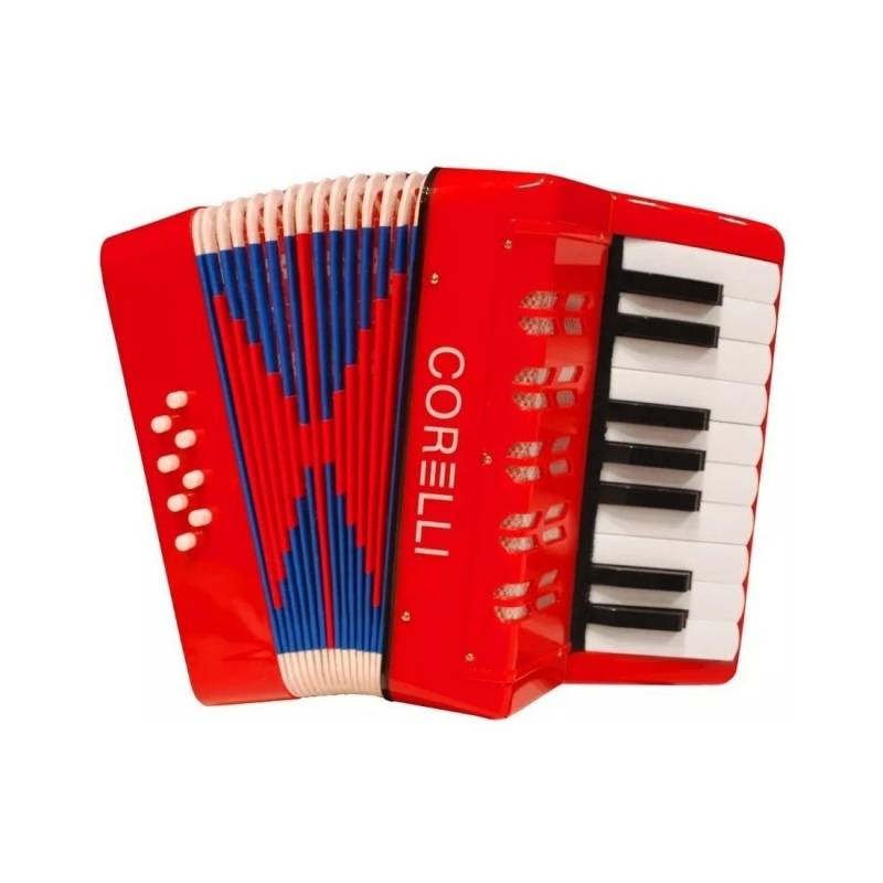 Acordeon A Piano - Corelli - 17 Teclas - 8 Bajos - Con Correa - Roja - Whc104 Rd