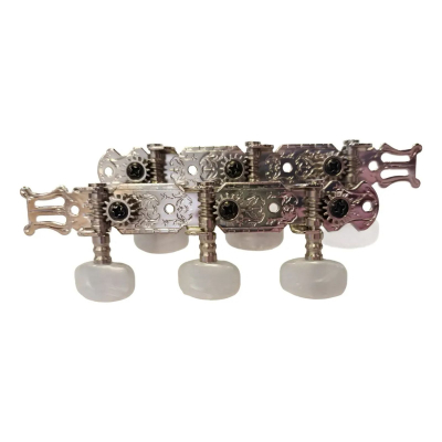 Clavijero - Accesorios Musicales - Paso Internacional - Para Guitarra Criolla - Niquelado - Clavijas Nacaradas - Am-Cl001N  