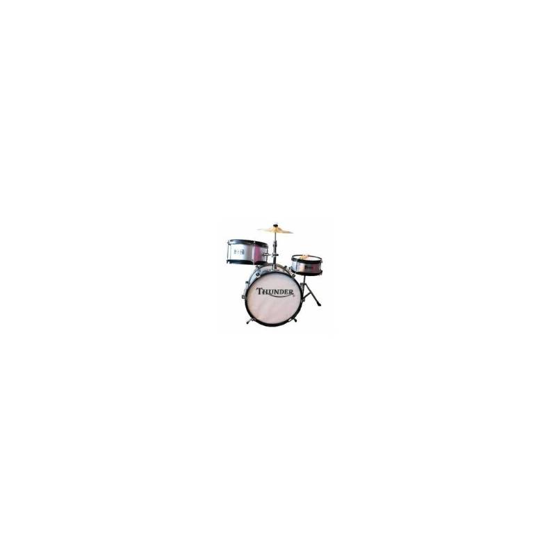 Bateria Para Ninio - Thunder - 3 Cuerpos - Bombo 12 X 10 - 6T - T 8 - Red 8 - Plato 8 - Plateado - Jbj1044-Sl Thu