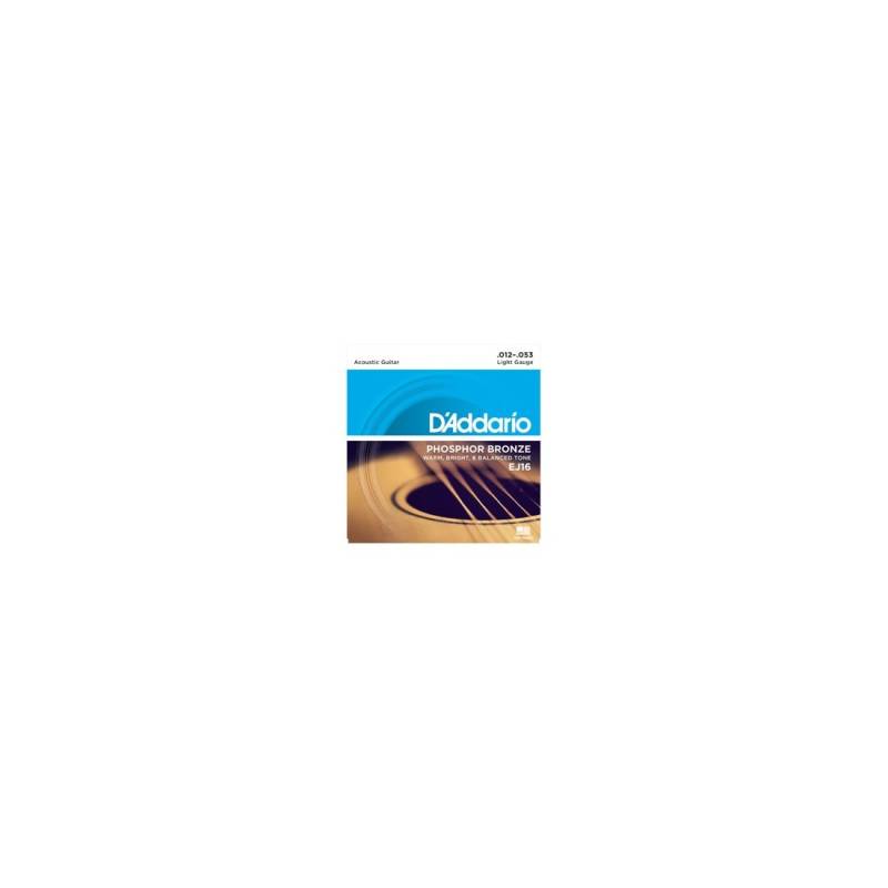 Encordado - Daddario - Guitarra Acustica - 012/053 - Phosphor Bronce 80/20 - Tension Baja - Ej16