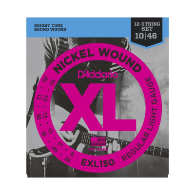 Encordado - Daddario - Guitarra Electrica - 010/046 - Nickel Wound - 12 Cuerdas - Exl150  