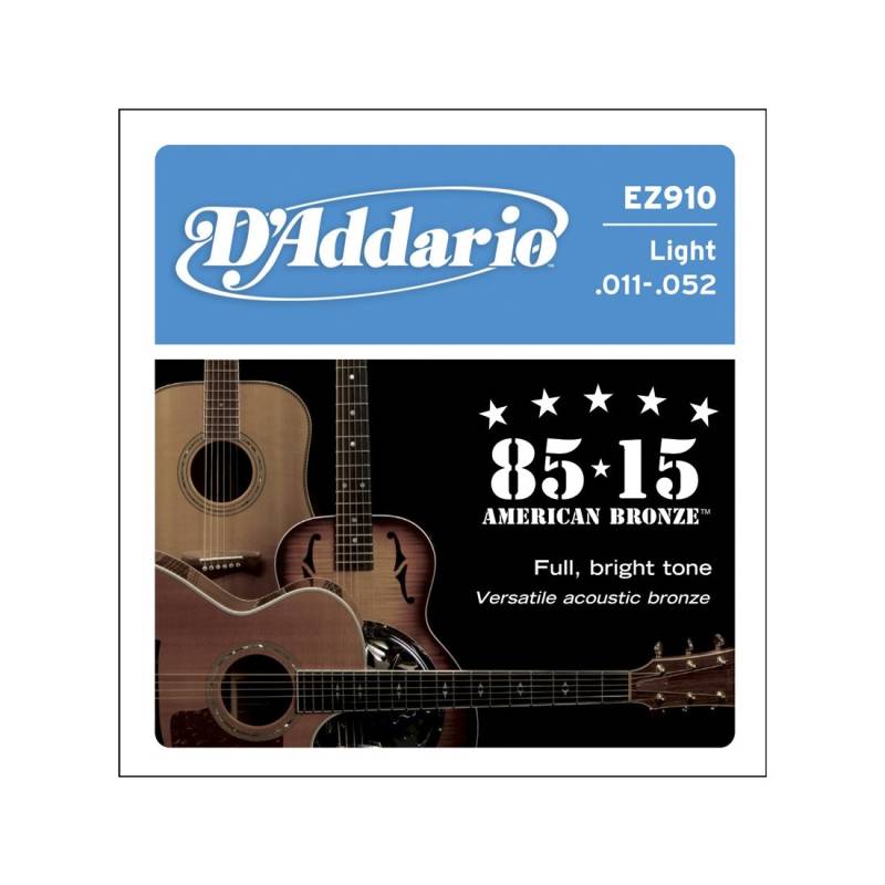 Encordado - Daddario - Guitarra Acustica - 011/052 - Bronze 85/15 - Tension Baja - Ez910