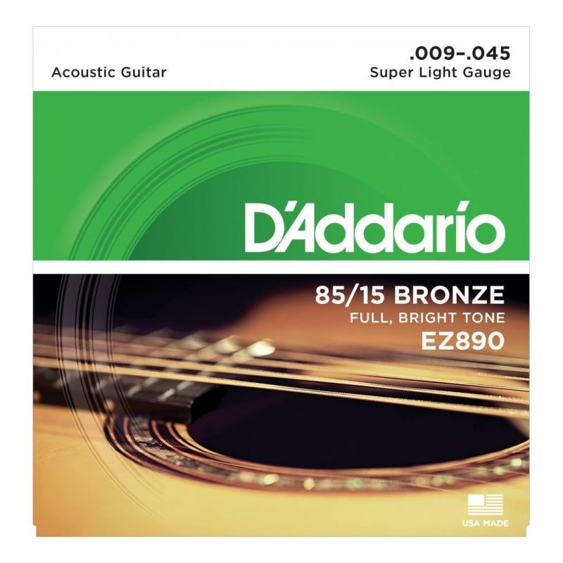 Encordado - Daddario - Guitarra Acustica - 009-045 - Bronze 85/15 - Tension Extra Baja - Ez890