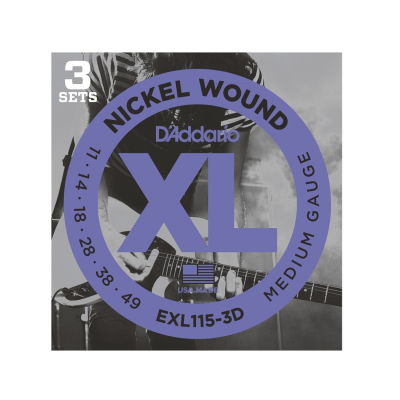 Encordado - Daddario - Guitarra Electrica - 011/049 - Nickel Wound - Propack 3 Enc - Exl115-3D  