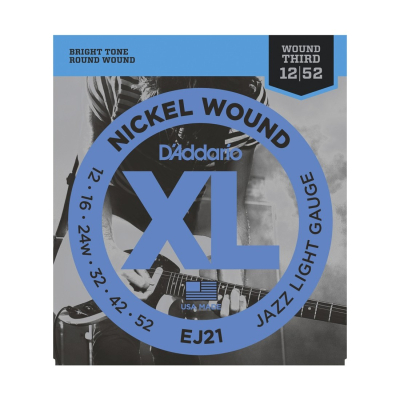 Encordado - Daddario - Guitarra Electrica - 012/052 - Nickel Wound - Jazz - Light - Ej21  