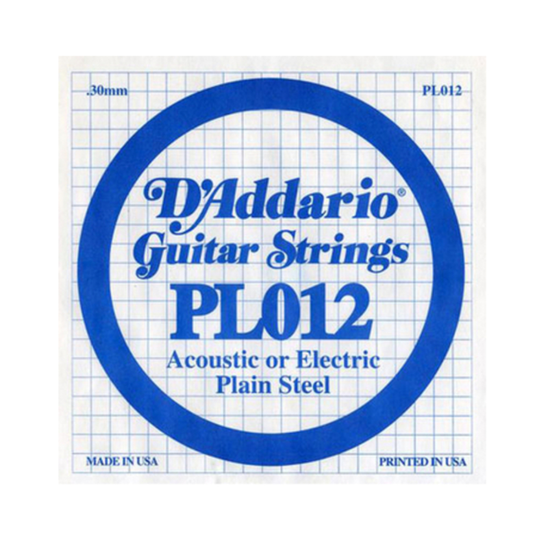 Cuerda Suelta 2 - Daddario - Guitarra Acustica/Electrica - 012 - Plain Steel - Pl012