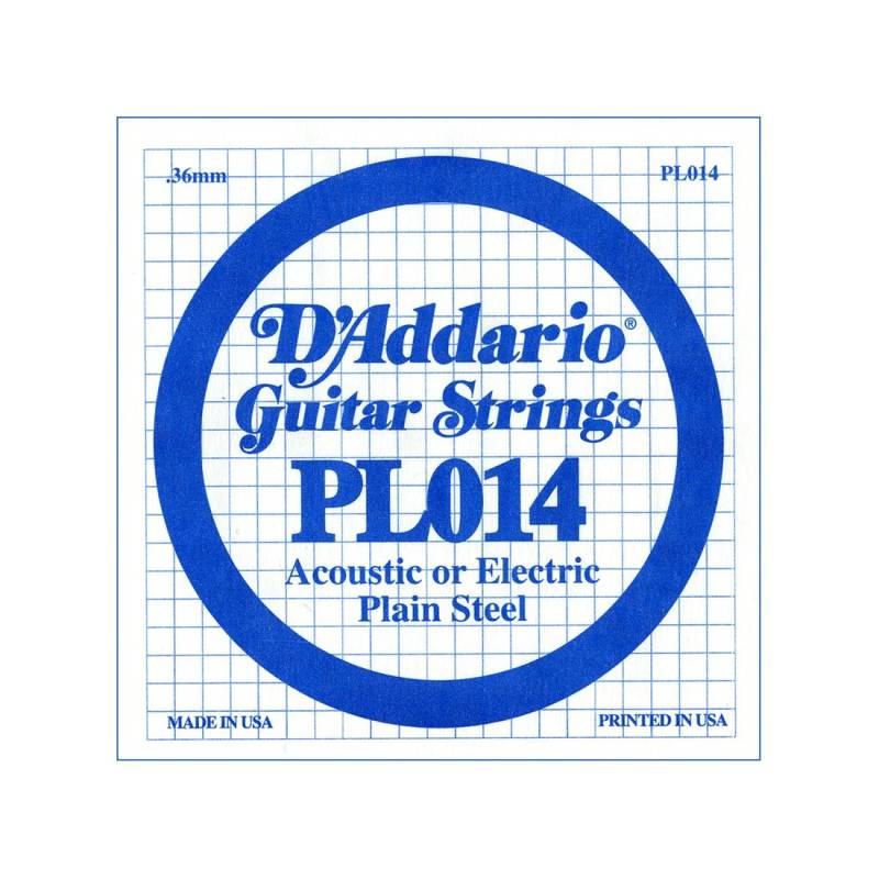 Cuerda Suelta 2 - Daddario - Guitarra Acustica/Electrica - 014 - Plain Steel - Pl014