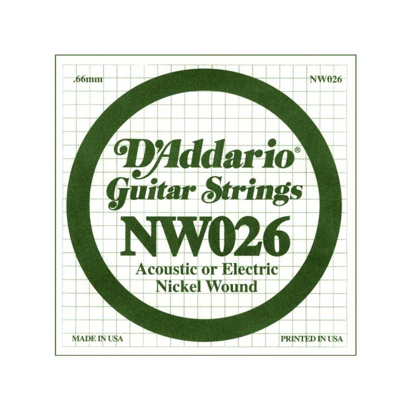 Cuerda Suelta 4 - Daddario - Guitarra Acustica/Electrcia - 026 - Nickel Wound - Nw026