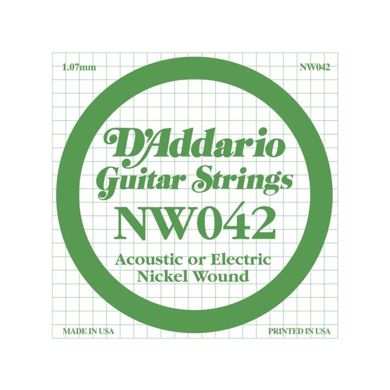 Cuerda Suelta 6 - Daddario - Guitarra Acustica/Electrica - 042 - Nickel Wound - Nw042