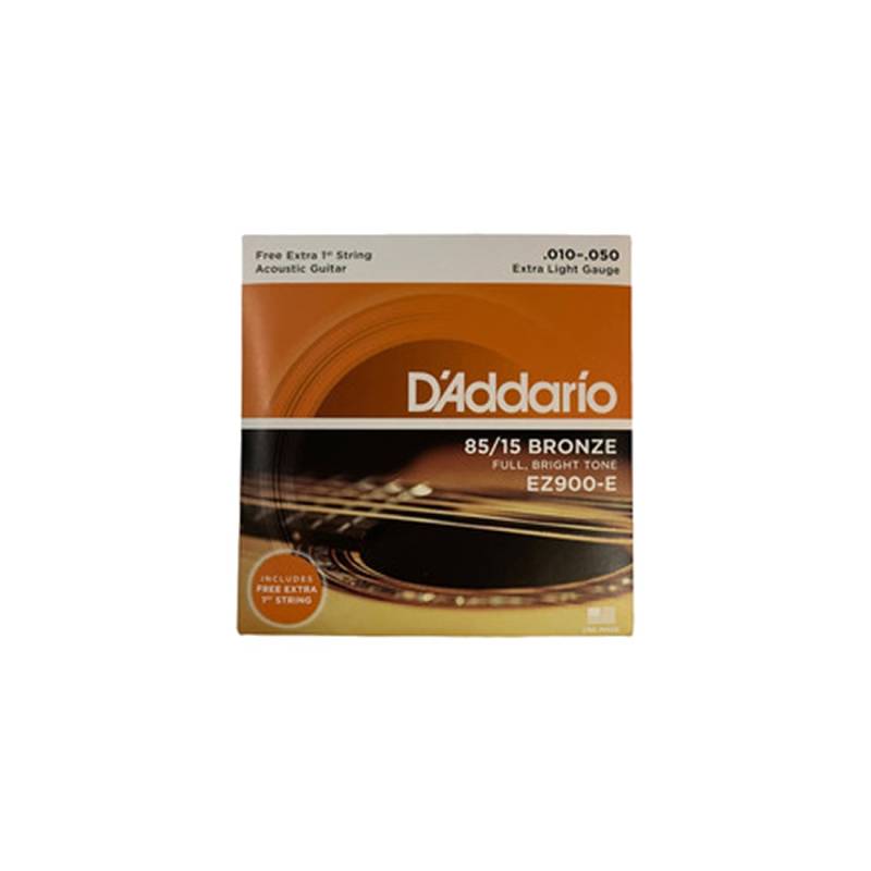 Encordado - Daddario - Guitarra Acustica - 010-050 - Bronze - 85/15 - Extra Lite - 1Ra Cuerda Extra - Ez900-E