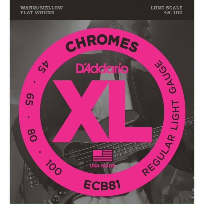Encordado - Daddario - Bajo 4 Cuerdas - 045/100 - Chromes Flat - Escala Larga - Ecb81