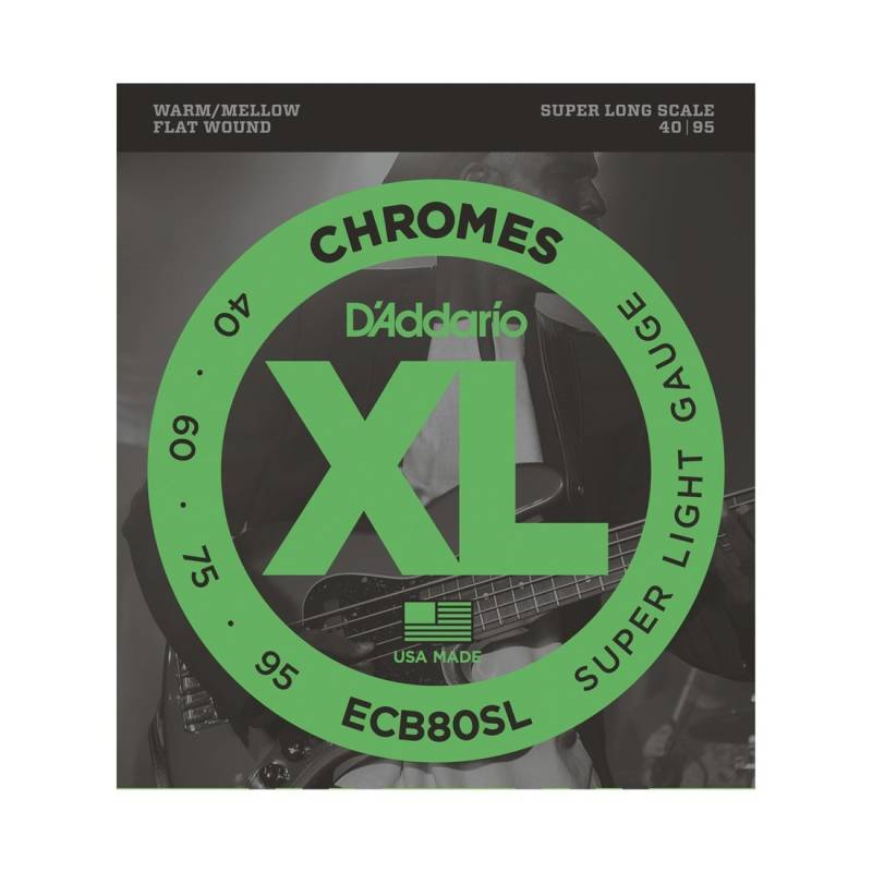 Encordado - Daddario - Bajo 4 Cuerdas - 040/095 - Chromes Flat - Escala Super Larga - Ecb80Sl