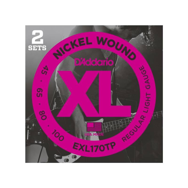 Encordado - Daddario - Bajo 4 Cuerdas - 045/100 - Nickel Wound - Propack 2 Encordados - Exl170-Tp