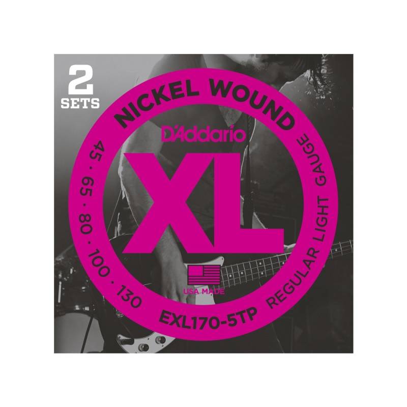 Encordado - Daddario - Bajo 5 Cuerdas - 045/130 - Nickel Wound - Pack 2 Encordados - Exl170-5Tp