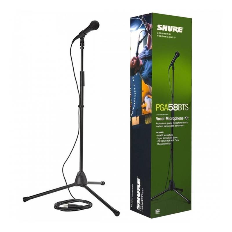 Pack - Shure - Soporte Boom + Microfono - Para Voces/Coros - 70Hz - 16Khz - Con Interruptor - Con Cable Xlr - Pga58Bts