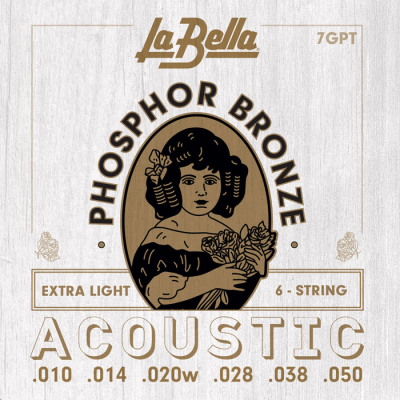 Encordado - La Bella - Guitarra Acustica - Phosphor Bronze - 010/050 - 7Gpt  
