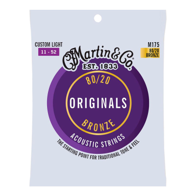 Encordado - Martin & Co - Guitarra Acustica - 80/20 - Custom Light - 011-052 - M175  