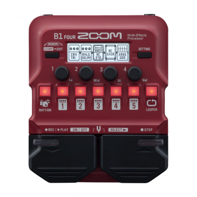 Pedalera - Zoom - Para Bajo - 60 Efectos - 5 Efectos Simultaneos - Usb Midi - Usb Micro-B - Loopera - Compatible Soft Guitar Lab Zoom - B1 Four  