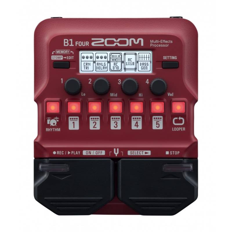 Pedalera - Zoom - Para Bajo - 60 Efectos - 5 Efectos Simultaneos - Usb Midi - Usb Micro-B - Loopera - Compatible Soft Guitar Lab Zoom - B1 Four