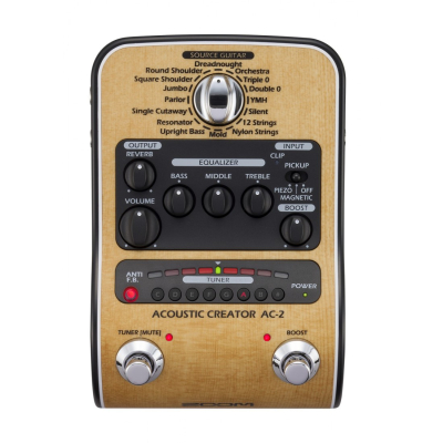 Pedalera - Zoom - Para Guitarra Acustica - 16 Presets - Reverb - Eq 3 Bandas - Control Anti Feedback - Afinador - Ac-2.  
