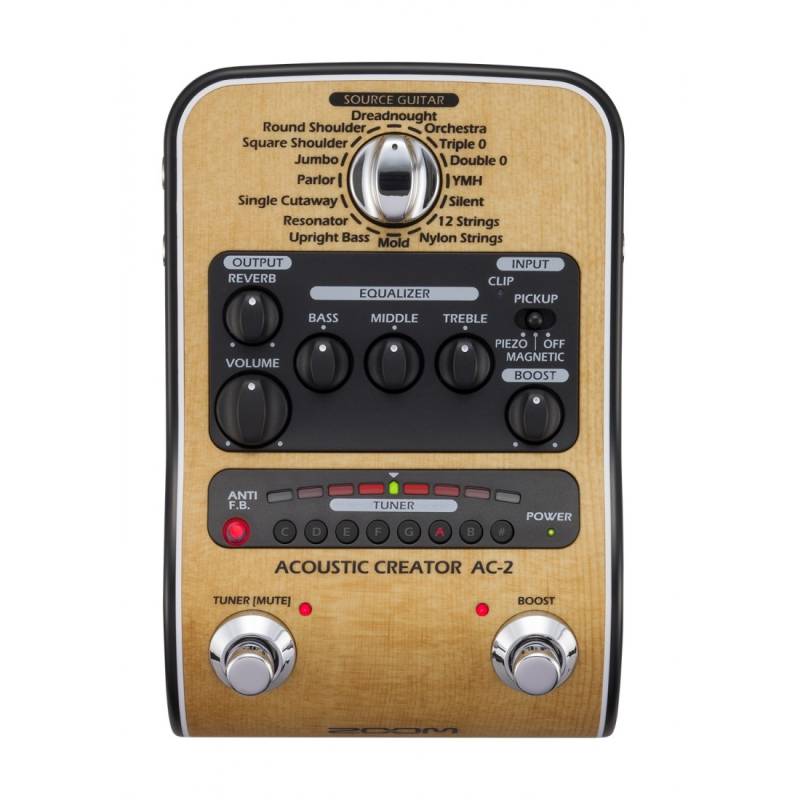 Pedalera - Zoom - Para Guitarra Acustica - 16 Presets - Reverb - Eq 3 Bandas - Control Anti Feedback - Afinador - Ac-2.